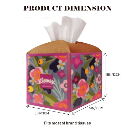 Tissue Box Cover Holder Square Tissue Cube Cover PU Leather Tissue Organizer with Bottom Belt for Bathroom, Tabletop, Car, Night Stands, Office, Home, Kitchen (1, Brown) - color: Brown