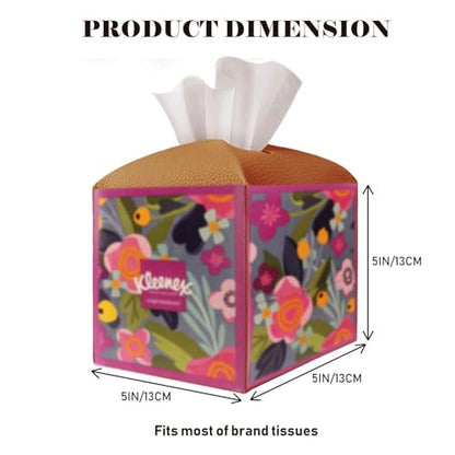 Tissue Box Cover Holder Square Tissue Cube Cover PU Leather Tissue Organizer with Bottom Belt for Bathroom, Tabletop, Car, Night Stands, Office, Home, Kitchen (1, Brown) - color: Brown