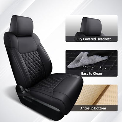 Huidasource Tacoma Front Seat Covers, Full Coverage Automotive Black Truck Seat Cover Custom Fit for 2005-2015 Double & Crew Cab 2nd Gen Toyota Tacoma Base Prerunner SR5 Limited(Front Pair/Black) - color: Front Pair/Black, size: 2nd Gen Tacoma 2005-2015 C