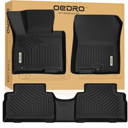 OEDRO Floor Mats Fit for 2021-2023 Hyundai Santa Fe Gas Calligraphy/Limited/SE/SEL/XRT 5-Seater (Not Fit for Hybrid & PHEV), TPE All Weather Custom Fit Floor Liners, 1st & 2nd Row Car Mats Set, Black - style: 2021-2023 Santa Fe 1st & 2nd
