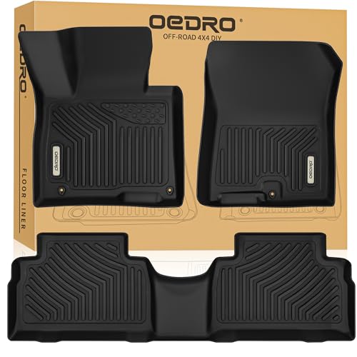 OEDRO Floor Mats Fit for 2021-2023 Hyundai Santa Fe Gas Calligraphy/Limited/SE/SEL/XRT 5-Seater (Not Fit for Hybrid & PHEV), TPE All Weather Custom Fit Floor Liners, 1st & 2nd Row Car Mats Set, Black - style: 2021-2023 Santa Fe 1st & 2nd