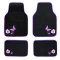 CAR PASS Embroidery Butterfly and Flower Car Floor Mats, Purple Car Floor Mats, Universal Fit 95% Automotive,SUVS,Sedan,Vans,for Women,Girly,Set of 4(Black with Purple) - color: Purple Butterfly and Flower