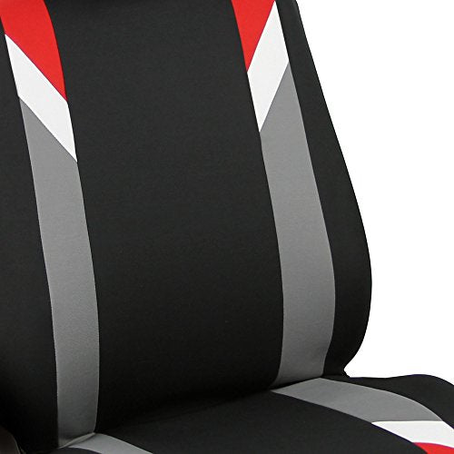 FH Group Premium Modernistic Flat Cloth Car Seat Covers – Universal Fit, Washable Seat Covers for SUV Sedan Van, Red, Full Set - color: Red, size: Full Set