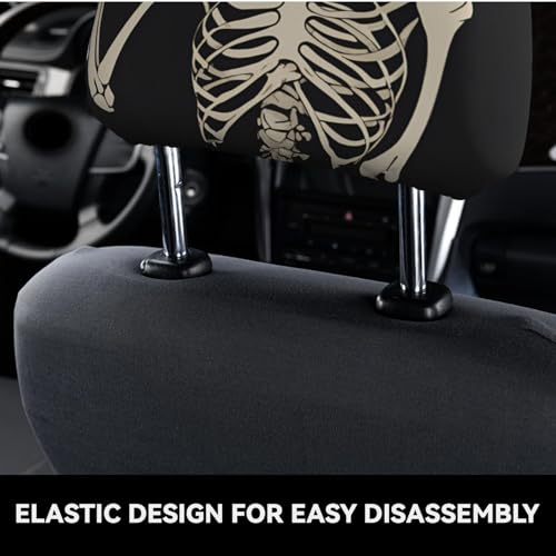 Dujiea 2 Pack Funny Skull Finger Car Headrest Covers, Universal Soft Car Seat Head Rest Protector, Vehicle Accessories Fabric Headrest Cover for Cars Vans Trucks