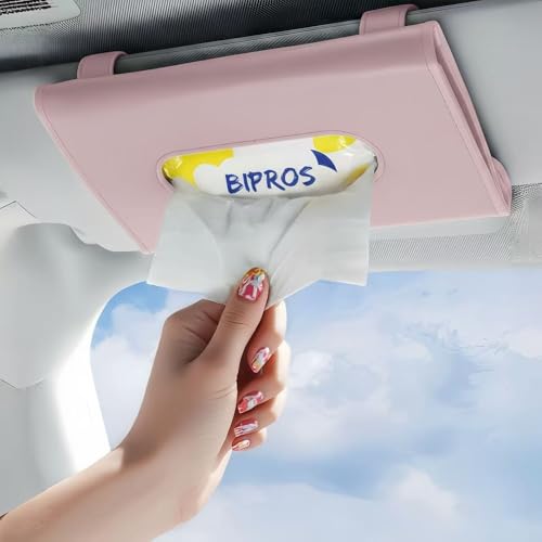 Car Tissue Holder for Visor, Tissue Organizer for Cars with Lotion Facial Tissues, Slim Car Napkin Holder, Easy-Access Visor Tissue Holder for Parents, Allergy Season & Daily Commute - color: Pink, size: Vintage - 1 Pack