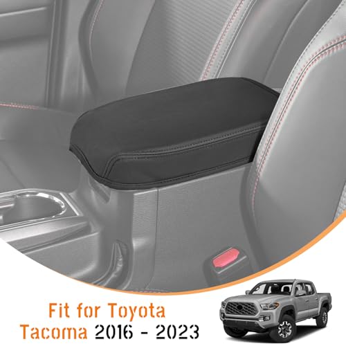 Center Console Cover fit for Toyota Tacoma 2016 2017 2018 2019 2020 2021 2022 2023,Soft Microfiber Leather Middle Console Armrest Cover,Arm Rest Box Lid Cushion Protector,Easy Clean,Black - color: Smooth Plain - Black