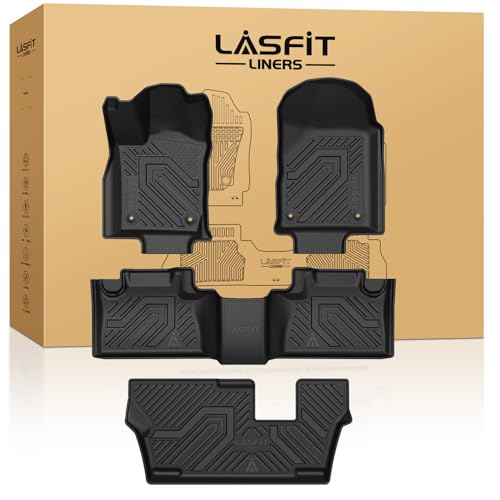 LASFIT Floor Mats for Dodge Durango 2013-2026, Fit 2nd Row Bench Seating(7seats), Not for 2nd Row Bucket Seating 6seats/5 Seats, All Weather TPE Custom Fit Car Mats Floor Liners, Black - style: 5) Durango | 2013-2026 |7 Seats Floor Mats