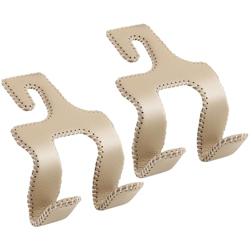 Upgraded Headrest Hooks for Purses and Bags, 2 in 1 Car Back Seat Head Rest Hanger Matching Cars Interior Genuine Leather Vehicle Storage Holder Hook, 2 Pack, Beige - color: Style B - Beige 2 Pack