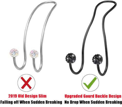 Bling Purse Hook for Car Headrest, Upgraded Cute Car Seat Hooks for Bag Handbag, Durable Stainless Auto Purse Hanger Holder 2 Pack, All Black - color: Eriochrome black