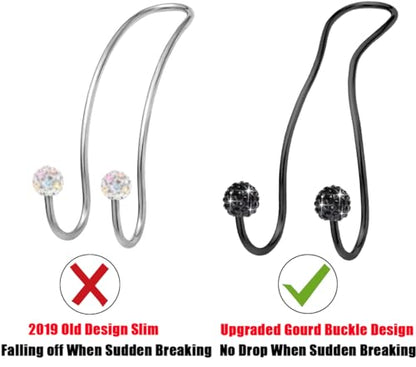 Bling Purse Hook for Car Headrest, Upgraded Cute Car Seat Hooks for Bag Handbag, Durable Stainless Auto Purse Hanger Holder 2 Pack, All Black - color: Eriochrome black