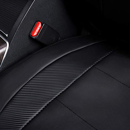 Flying Banner car seat Covers Protects Water Proof Faux Leather Carbon Fiber Front and Rear Bench (Black Black, Full Set - 9PCS) - color: Solid Black, size: Full Set -- 9PCS