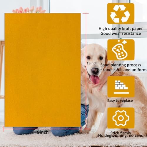 Dog Door Scratch Protector,Dog Nail File Board, Door Protector for Dog Scratching,self-Adhesive Instead of Emery Paper (13x9inch, Yellow)
