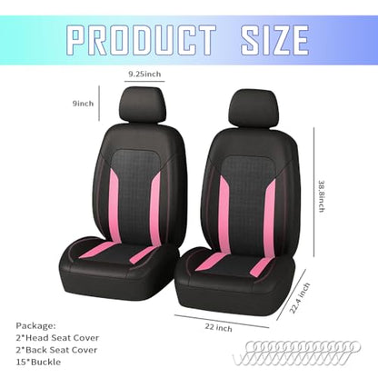 4PCS Cooling Car Seat Covers,Breathable Front Seat Covers with Mesh Construction and Foam Padding,Car Seat Protector to Reduce Back Sweating,Universal Car Interior for Car SUV (Pink) - color: Pink