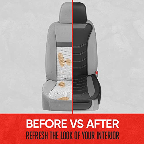 Motor Trend LuxeFit Gray Seat Covers for Cars Trucks Van SUV (2 Pack), Premium Faux Leather, Easy to Install Automotive Seat Covers with Storage Pockets, Fits Most Vehicles - color: Black/Gray