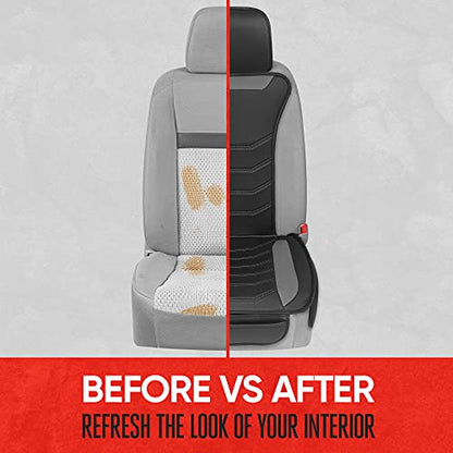 Motor Trend LuxeFit Gray Seat Covers for Cars Trucks Van SUV (2 Pack), Premium Faux Leather, Easy to Install Automotive Seat Covers with Storage Pockets, Fits Most Vehicles - color: Black/Gray