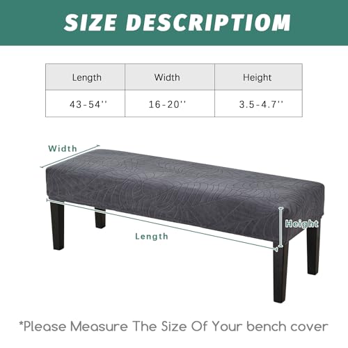 FUANGUI Waterproof Bench Cover, Stretch Jacquard Dining Bench Cover for bedrooms, Living Rooms, Kitchens, Protector Chair Bench Piano Bench Seat Covers Stool Slipcover Removable, Washable - Dark Grey - color: Jacquard Dark Grey