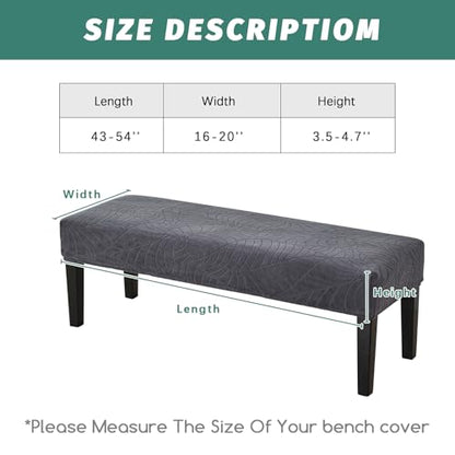FUANGUI Waterproof Bench Cover, Stretch Jacquard Dining Bench Cover for bedrooms, Living Rooms, Kitchens, Protector Chair Bench Piano Bench Seat Covers Stool Slipcover Removable, Washable - Dark Grey - color: Jacquard Dark Grey