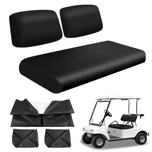 Golf Cart Front Seat Covers Black Micro Fiber Leather Seat Covers Replacement for Club Car DS 1982-2000, Staple On - color: Black, size: Club Car DS 1982-2000
