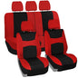FH Group Flat Cloth Seat Covers Front Seat and Solid Rear Bench Full Set with Gift - Universal Fit for Cars, Trucks & SUVs (Red) - color: Red