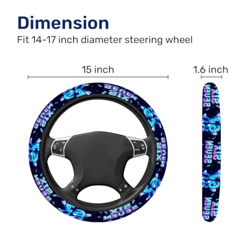 GENANY Brainrot Meme Steering Wheel Cover, Non Slip Polyester Car Wheel Protector for Car SUV Truck, Universal 15 Inch - color: Brainrot 67