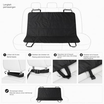 Dog Car Seat Cover for Pets - 100% Waterproof 600D Oxford Heavy Duty Hammock Style Scratch Proof Non Slip Back Seat Protector with Side Flaps, Fits Cars Trucks SUVs, Black