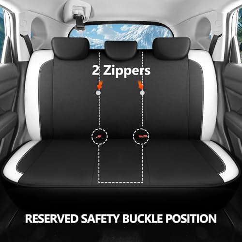 HChengkikz Car Seat Covers Full Set, Waterproof Neoprene Car seat Covers, Airbag Compatible, Universal Fit Automotive Seat Covers for Most Cars, Trucks, SUVs (Black + White) - color: N816 Black White, size: Full Set