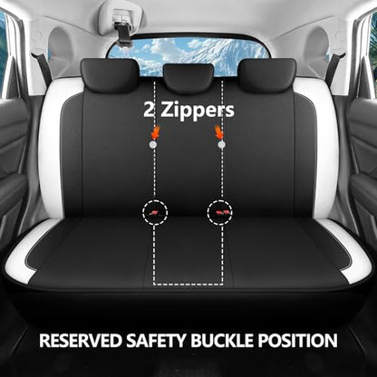 HChengkikz Car Seat Covers Full Set, Waterproof Neoprene Car seat Covers, Airbag Compatible, Universal Fit Automotive Seat Covers for Most Cars, Trucks, SUVs (Black + White) - color: N816 Black White, size: Full Set