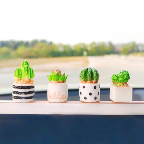 Cute Succulent Plant Car Ornaments for Dashboard, Flower Pots Rear View Mirror Accessories Center Screen Decoration, Dashboard Decor Car Accessories Interior for Women/Men