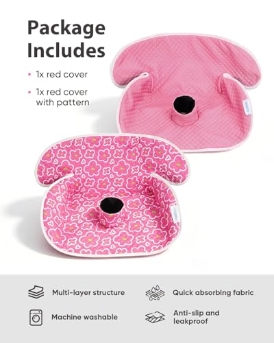 2 Pack Waterproof Baby Piddle Pads Carseat Potty Training Car Seat Protector, Waterproof Infant Car Seat Liner Cover to Prevent Pee, Leakproof and Washable (Red Flower) - color: Red Flower