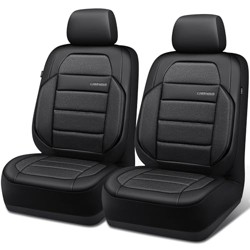 CAR PASS Memory Foam Seat Covers Front, Airy Cool Mesh Thick Car Seat Covers, Leather Car Seat Covers Front Seats Airbag Compatible, Universal Automotive Comfort for Cars, Trucks, SUV, Charcoal Gray - color: Charcoal Gray