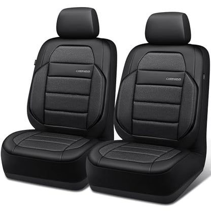 CAR PASS Memory Foam Seat Covers Front, Airy Cool Mesh Thick Car Seat Covers, Leather Car Seat Covers Front Seats Airbag Compatible, Universal Automotive Comfort for Cars, Trucks, SUV, Charcoal Gray - color: Charcoal Gray