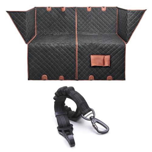 Dog Car Seat Cover for Back Seat with Shock-Absorbing Dog Seat Belt, Waterproof 600D Oxford Dog Hammock for Car, Heavy Duty Pet Seat Cover for SUV & Trucks - Black Standard - color: Black Set