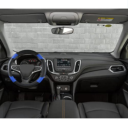 GIANT PANDA Steering Wheel Cover for Chevy Silverado - Car Steering Wheel Cover for Chevrolet Colorado Tahoe -Black+Blue - color: B-Black+Blue