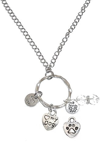 Rear View Mirror Car Charm Ornament, Sun Catcher, Hanging Pendant, Stainless Steel Chain and Crystal Accents, Packaged in a Gift Bag (Love My Dog) - size: Love My Dog