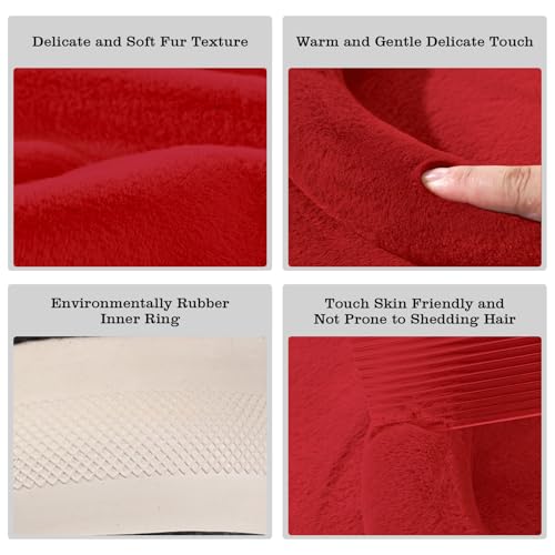 Furry Warm Steering Wheel Cover, Universal 14.5-15 Inch Winter Plush Warm Steering Wheel Cover, Soft Fluffy, Anti-Slip Design, Soft Texture (Red) - color: Red Plush