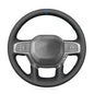 MEWANT Custom DIY Black Artificial Leather Steering Wheel Cover for Dodge Ram 1500 Laramie Big Horn 2019-2021 - color: Black Artificial Leather&Blue Laser Stripe