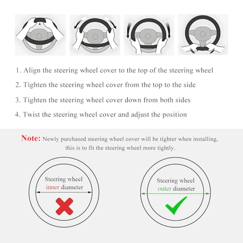 Soft Leather Steering Wheel Cover, 15 Inch Elastic Non-Slip Car Wheel Protector with Crystal Diamond, Universal Sparkling Diamond Crown Accessories for Most Steering Wheels (Blue) - color: Blue