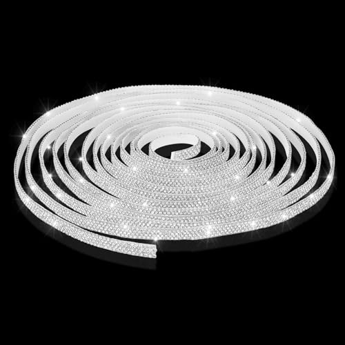 Kingdder 65.6 ft Bling Car Trim Self Adhesive Bling Car Accessories for Women Rhinestone Strip Glitter Diamond Sticker DIY Line Molding Dashboard Decal Shiny Auto Stuff for Interior Exterior Decor - color: White, size: 65.6 ft
