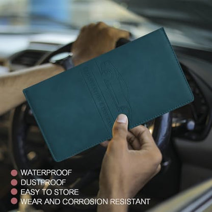 Car Registration and Insurance Holder, Registration and Insurance Card Holder, Auto Glove Box Organizer with Magnetic Shut, PU Leather Automobile Documents Wallet for Cards (Dark Blue) - color: Dark Blue
