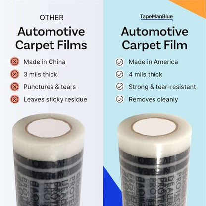 Auto Carpet Film, 24” Roll with 21” Perforation, 4 Mils Thick, Dealer Must Remove Protective Cover, Plastic Floor Mats for Car Carpet Protection, Made in USA (24" x 600' Roll) - size: 24" x 600' Roll