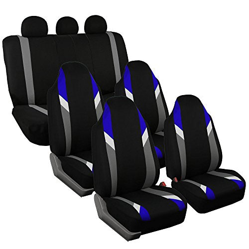 FH Group Three Row 7 Seater - Premium Modernistic Cars Seat Covers Fit Most Car, Truck, SUV, & Van Blue/Black - color: Blue, style: 7 Seater