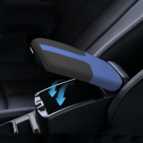 AOMSAZTO Console Covers for 2014-2020 Nissan Rogue Armrest Covers for Nissan Rogue Black with Blue Leather - color: Rogue Black with Blue