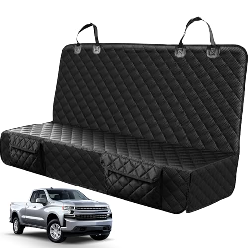 Dog Car Seat Covers for Truck Ford F150/Chevrolet Silverado 1500/Ram 1500/GMC Sierra 1500, Waterproof Pet Back Seat Cover for Trucks, Scratchproof Nonslip Durable Rear Seat Cover for Dogs - color: black - 60"W, size: L