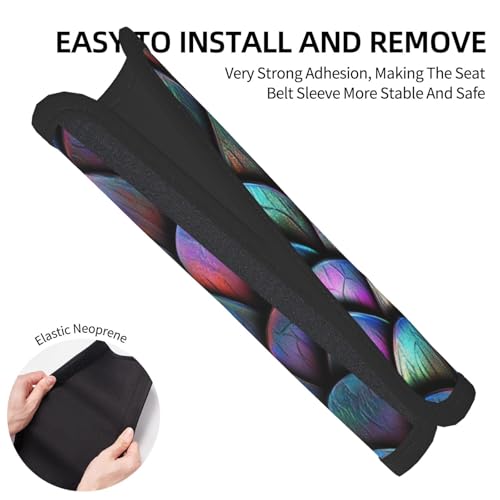 Seat Belt Cover Pads Iridescent Dragon Scales Car Seat Belt Covers for Women Men Adults Kids Soft Comfortable Auto Seatbelt Cushion Shoulder Strap Pad Handle Wraps, 1 Pair - color: Iridescent Dragon Scales