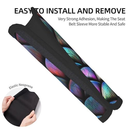 Seat Belt Cover Pads Iridescent Dragon Scales Car Seat Belt Covers for Women Men Adults Kids Soft Comfortable Auto Seatbelt Cushion Shoulder Strap Pad Handle Wraps, 1 Pair - color: Iridescent Dragon Scales
