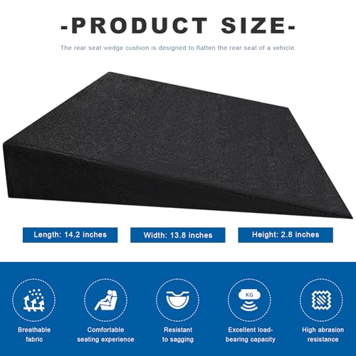 Auto Seat Wedge Leveling Cushion, Breathable Fabric Rear Seat Leveling Mat Support Cushion, Ergonomic Angled Design Backseat Pad Pain Relief Pad for Car Office Outdoor - color: 1 Pcs