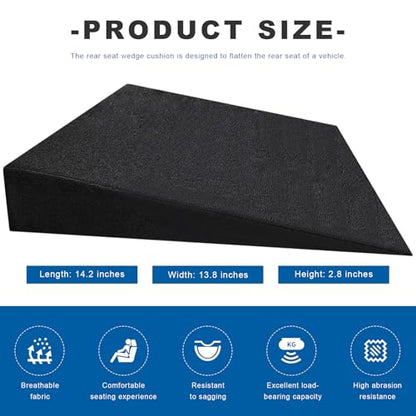 Auto Seat Wedge Leveling Cushion, Breathable Fabric Rear Seat Leveling Mat Support Cushion, Ergonomic Angled Design Backseat Pad Pain Relief Pad for Car Office Outdoor - color: 1 Pcs