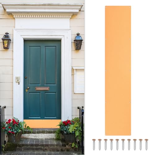uxcell Door Kick Plate, 6 x 30 Inches Anodized Aluminum Kick Plate Door Plate, 1.5mm (1/16 Inch) Thickness, for Exterior Front Door or Back Door, Copper Gold (Single Pack) - color: Copper Gold, size: 6 x 30 Inch