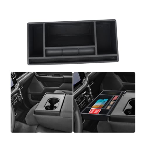 Hellet Upgrade Front Center Seat Headrest Organizer for Ford 2011-2026 F150 F250 F350 F450 F550 F650 Accessories Coin Container Storage Box with Non–Slip Silicone Mat (Jump Seat Only) - size: for Ford 2011-2026 F150 (Headrest Box)