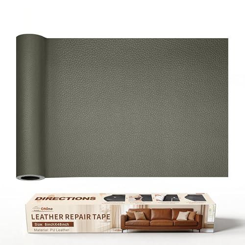 ONine Leather Repair Patch，Leather Repair Tape, 8 x 48 inches Leather Repair Patch for Furniture,Vinyl Repair kit，Leather Couch Patch，for Sofas, Furniture, car Seats(Grey-Litchi Grain) - color: Grey-Litchi Grain, size: 8 x 48 inches